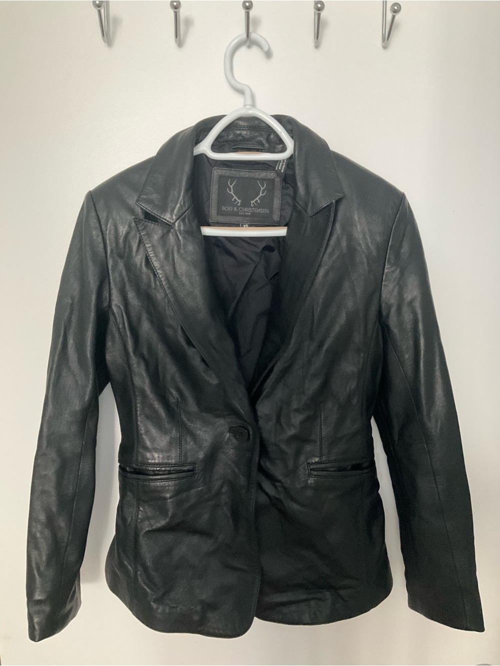 Black Leather Blazer Jacket by Bod & Christensen